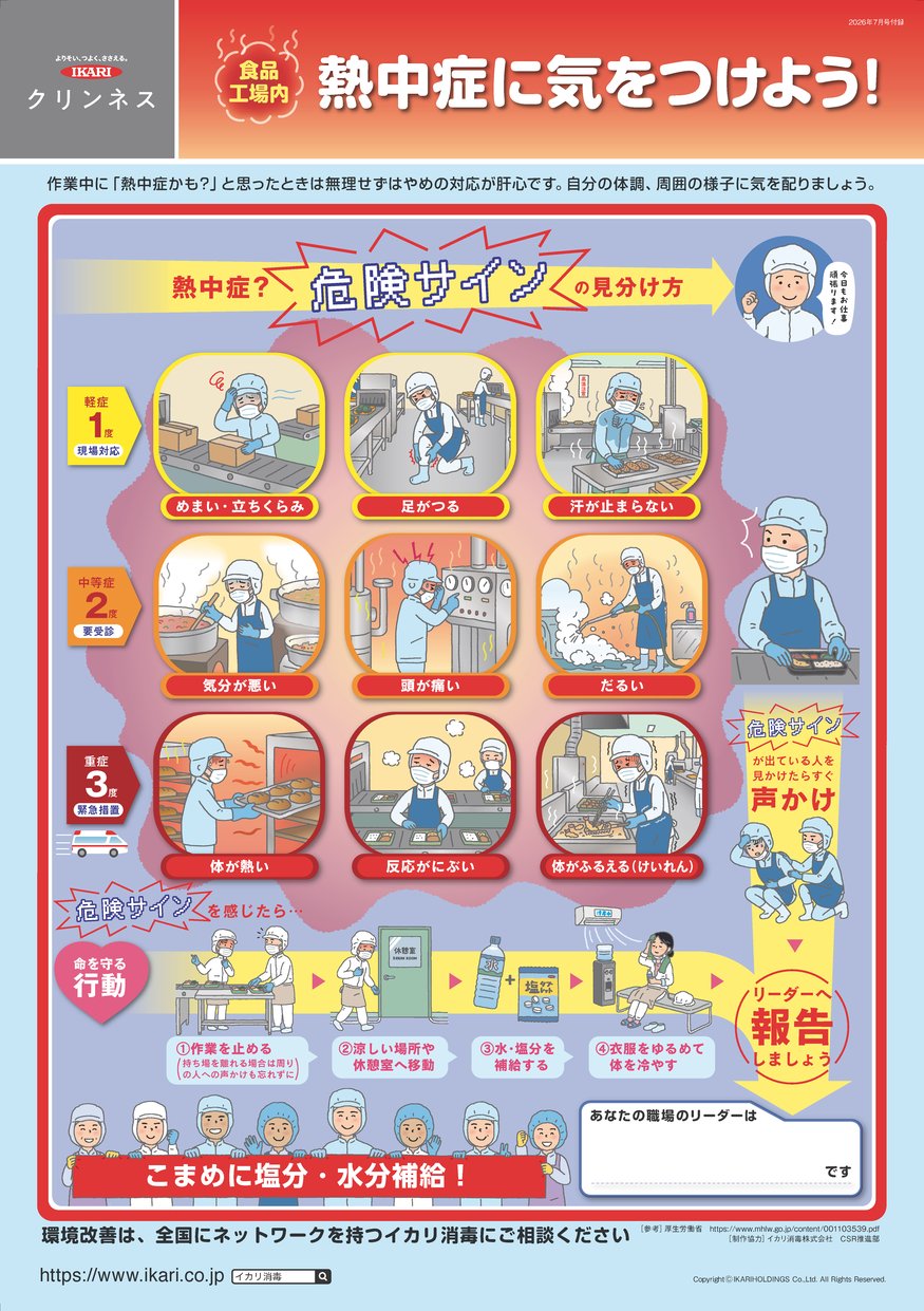 食品工場内 熱中症に気をつけよう！